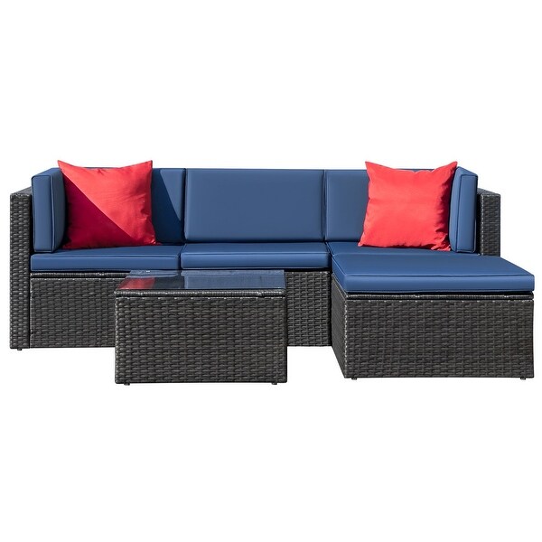 Homall 5 Pieces Wicker Patio Furniture Sets Rattan Outdoor Sectional Sofa