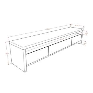 Manhattan Comfort Sylvan 85 in. Nature and Off-White Particle Board TV Stand with 3 Drawer Fits TVs Up to 70 in. with Cable Management 221251