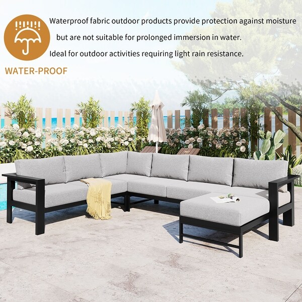 6Seater UShaped Outdoor Sectional Sofa Set with Aluminum Frame