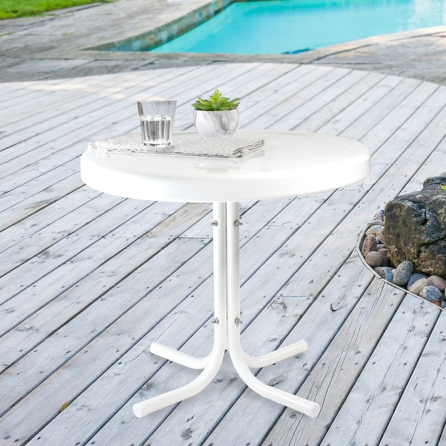 Outdoor Retro Tulip Side Table White