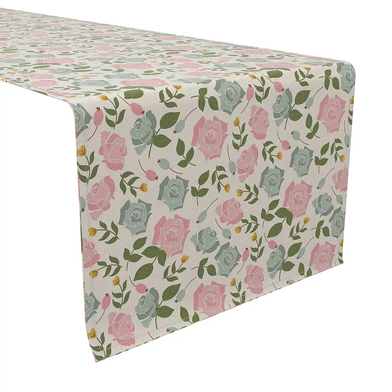 Table Runner， 100% Cotton， 16x108， Summer Rose Pattern