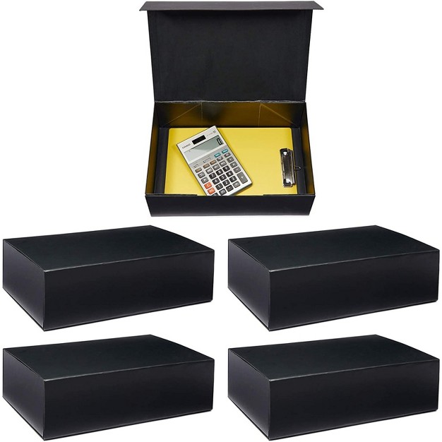 Stockroom Plus 5 Pack Hard Document Storage Box With Magnetic Closure Lid 13 5 X 9 X 4 In