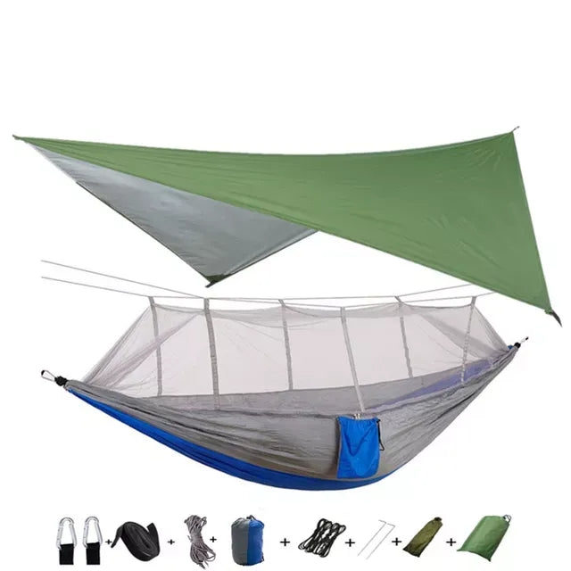 Camping Hammock and Tent Awning Rain Fly Tarp Waterproof Mosquito Net Hammock Canopy 210T Nylon Hammocks