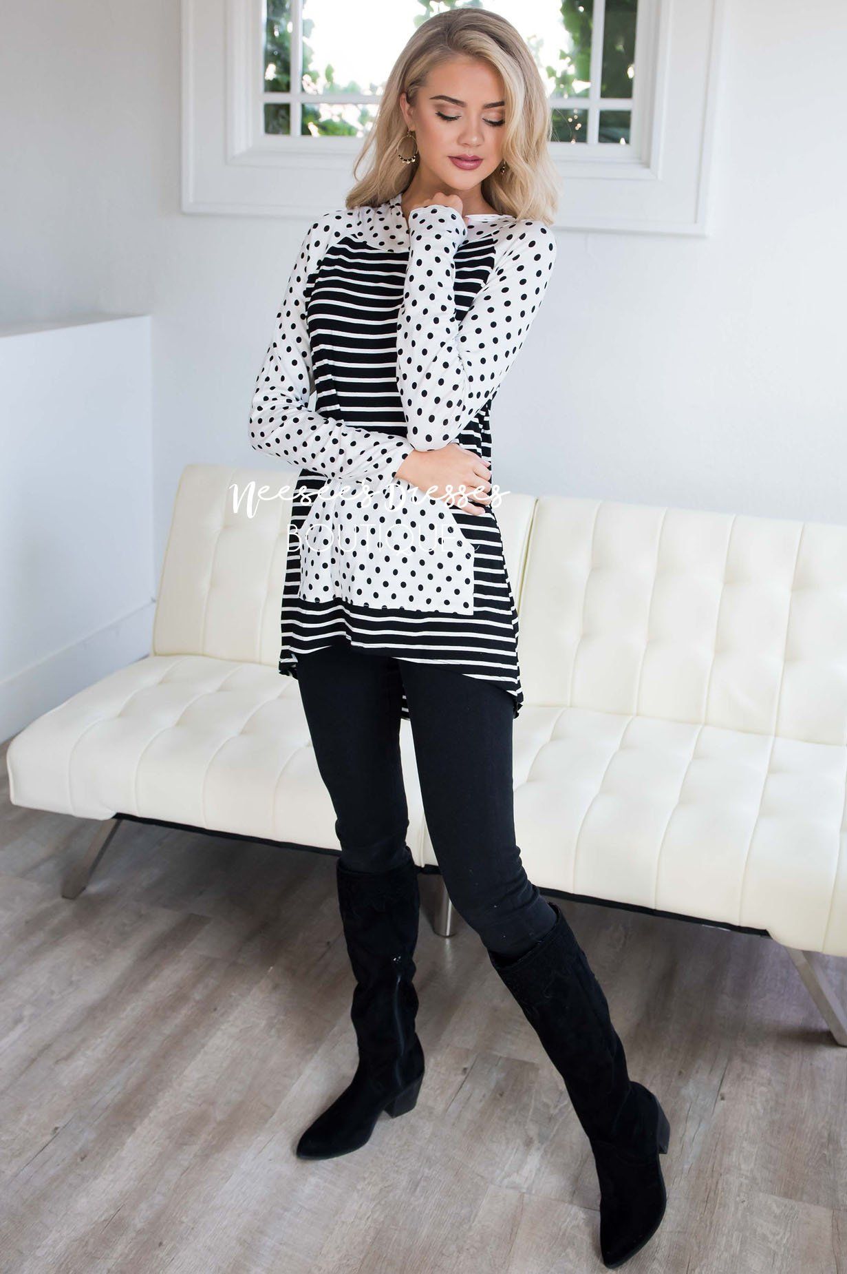 Striped Polka Dot Sleeve Hoodie