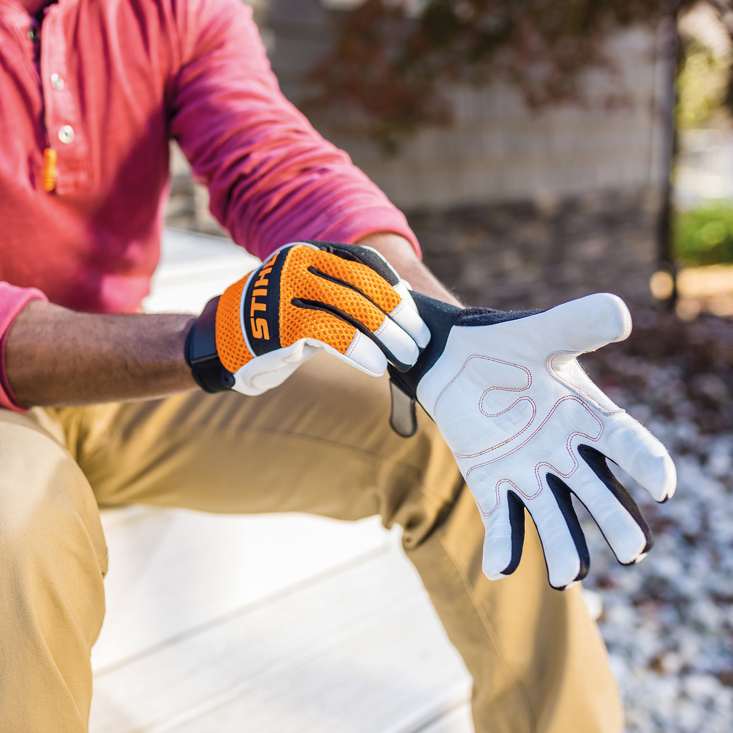 STIHL Meshback Gloves Orange/White M 1 pair