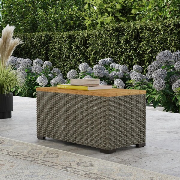 Boca Raton Brown Rattan Outdoor Storage Table