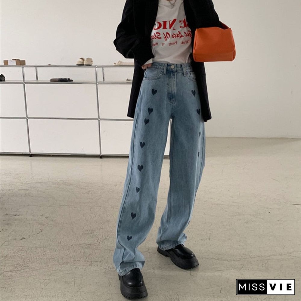 Woman Jeans High Waist Clothes Wide Leg Denim Clothing Blue Streetwear Vintage Quality Fashion Harajuku Straight Pants