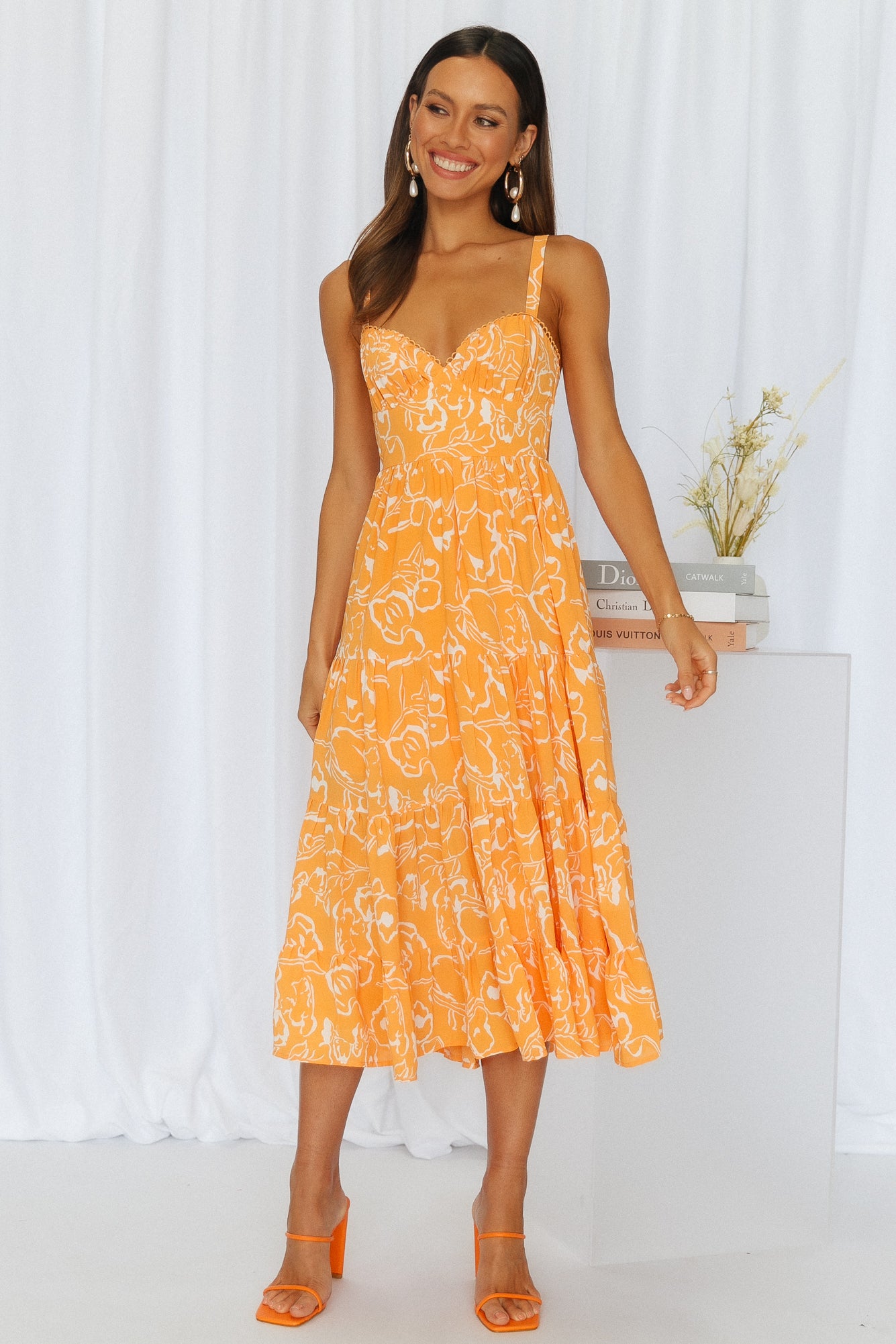 Freshly Brewed Midi Dress Orange