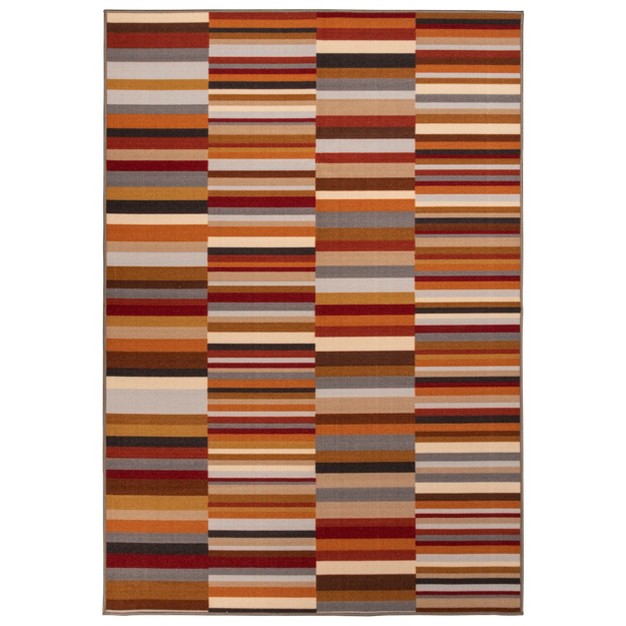 Modern Striped Block Non slip Washable Indoor Outdoor Area Rug By Blue Nile Mills