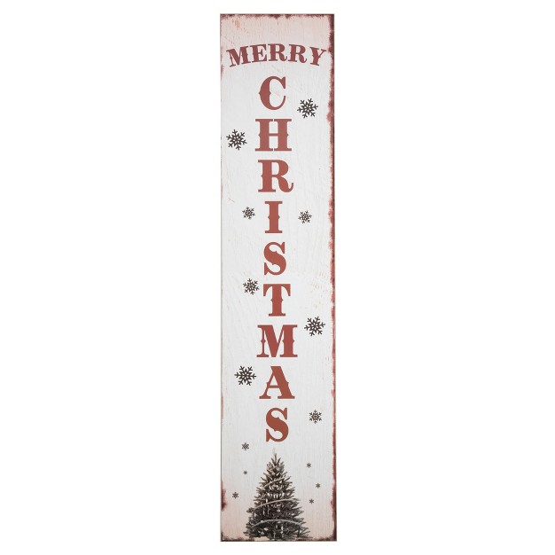 Merry Christmas Tree And Snowflakes Porch Board Sign Decoration