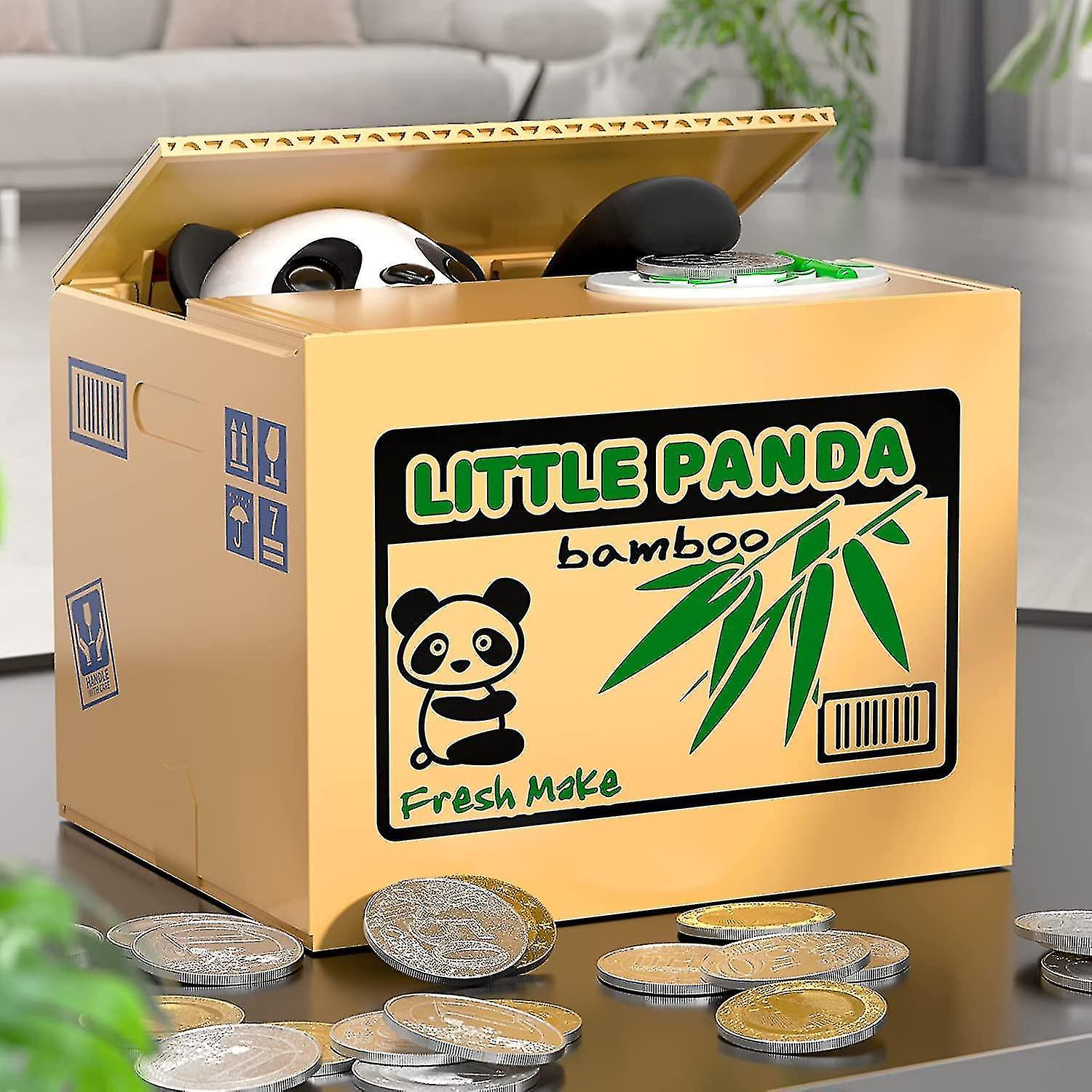 Panda Stealing Money Bank， Automatic Piggy Bank For Kids， Electronic Atm Savings Box Oddbods Toys， B