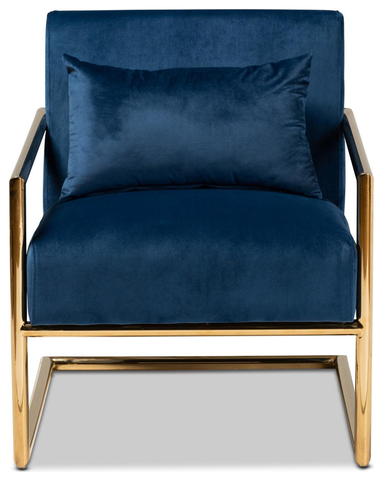 Contemporary Accent Chair  Golden Cantilever Base and Soft Velvet Seat   Contemporary   Armchairs And Accent Chairs   by Declusia  Houzz