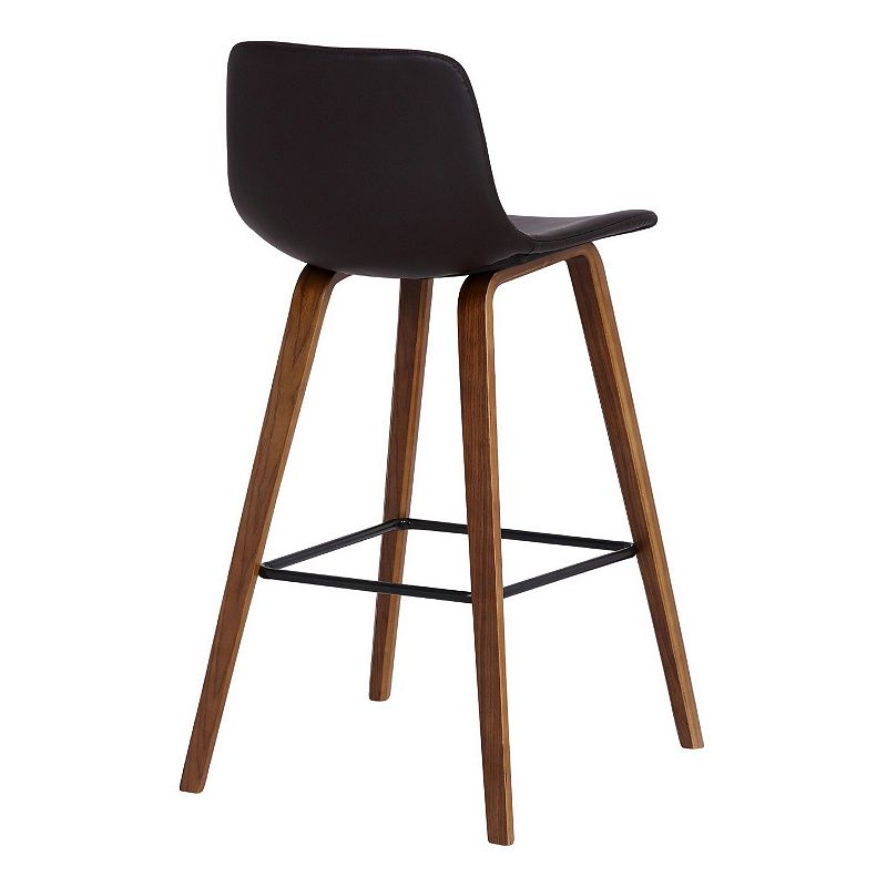 35 Inch Wooden Barstool with Leatherette Seat， Brown