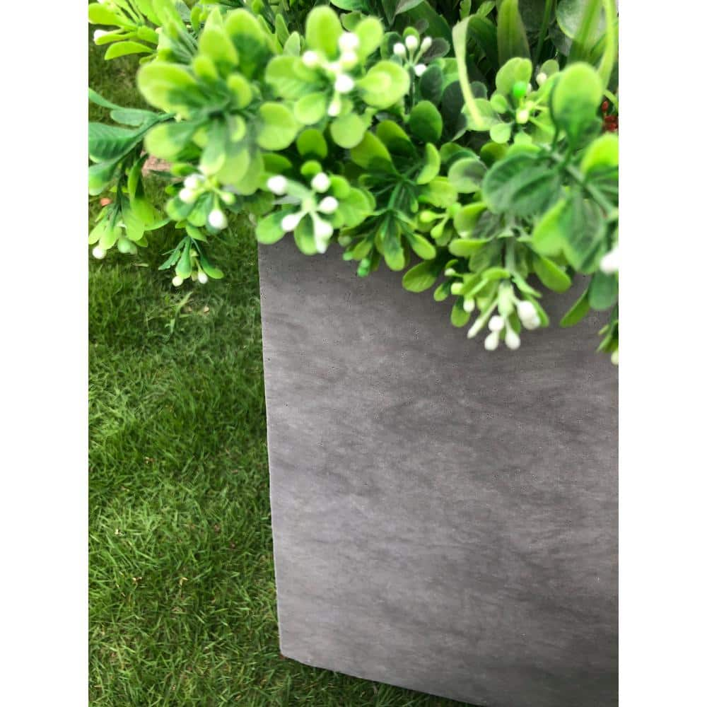 KANTE Set of 2 Lightweight Modern Rectangle Outdoor Planters， 31 in. and 23 in. Long， Natural Concrete RF0104AB-C80021