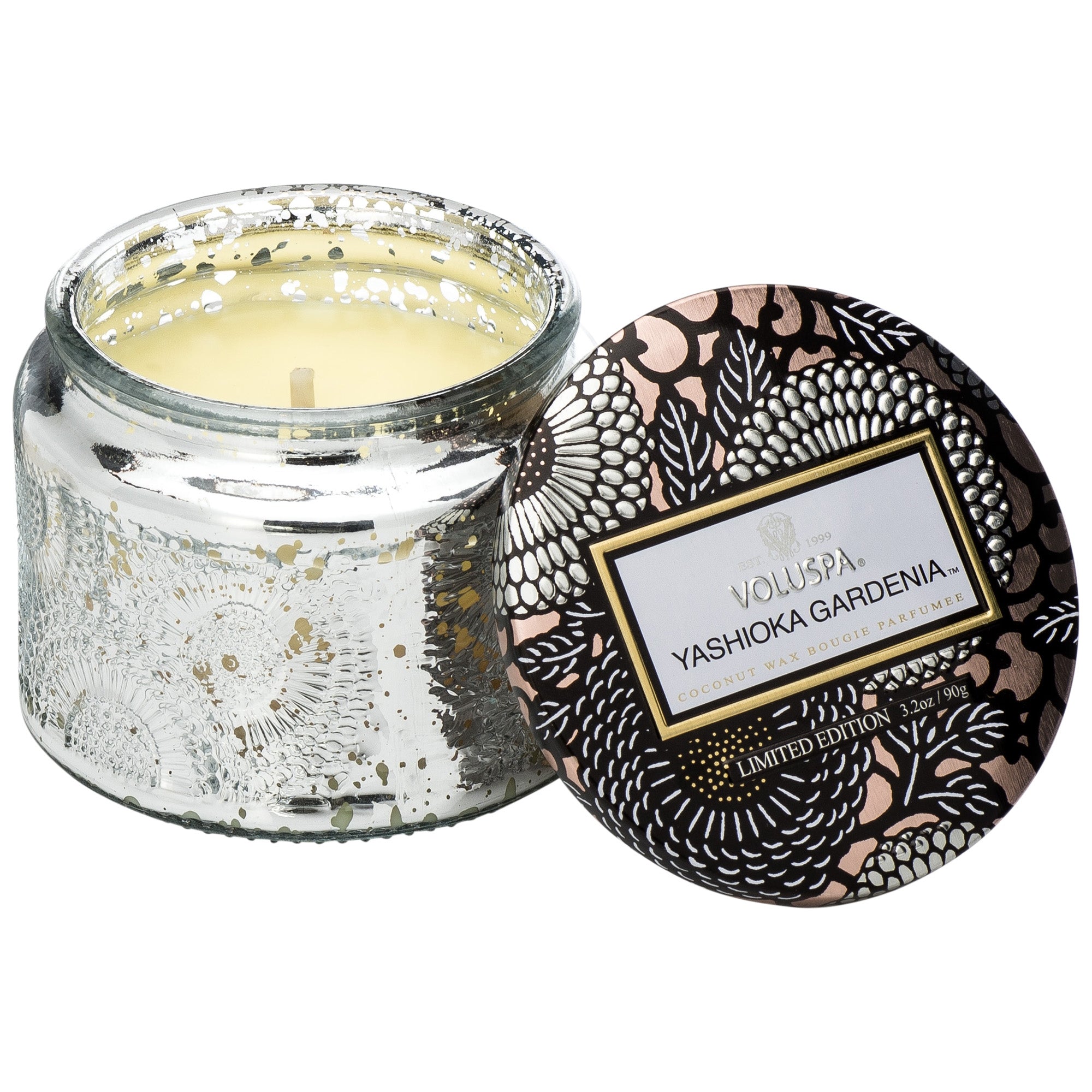 Petite Embossed Glass Jar Candle in Yashioka Gardenia