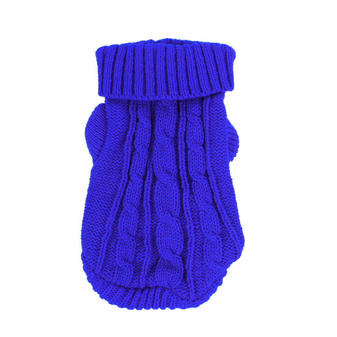 Pet Dog Sweater Breathable Knitwear Ribbed Cuff Turtleneck Clothes Royal Blue XXS for Small Dog