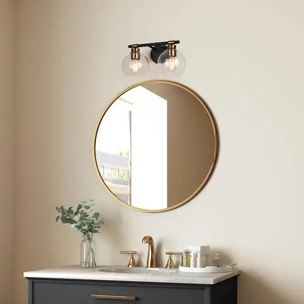 Iain Modern Black 2/3/4-Light Bathroom Vanity Lights Globe Seeded Glass Dimmable Wall Sconces