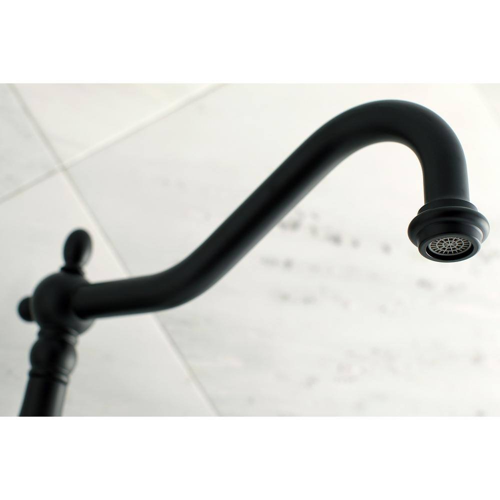 Kingston Brass Heritage 2-Handle Wall Mount Roman Tub Faucet in Matte Black HKS1020PL