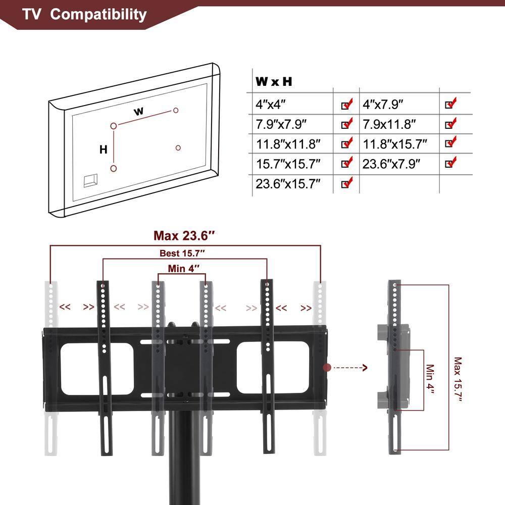 Large Tabletop TV Stand Mount with 45 Swivel For 35-65 in TV chuchu-XB360