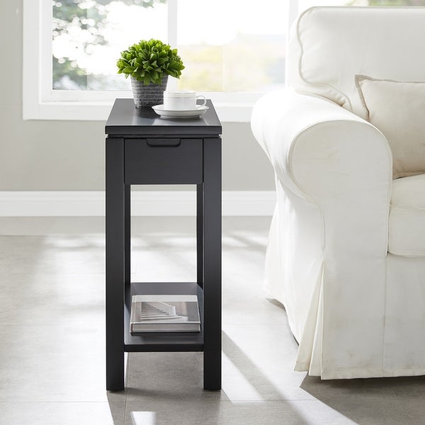 Leick Home Cade Wood Side Table with Drawer and AC/USB Outlet