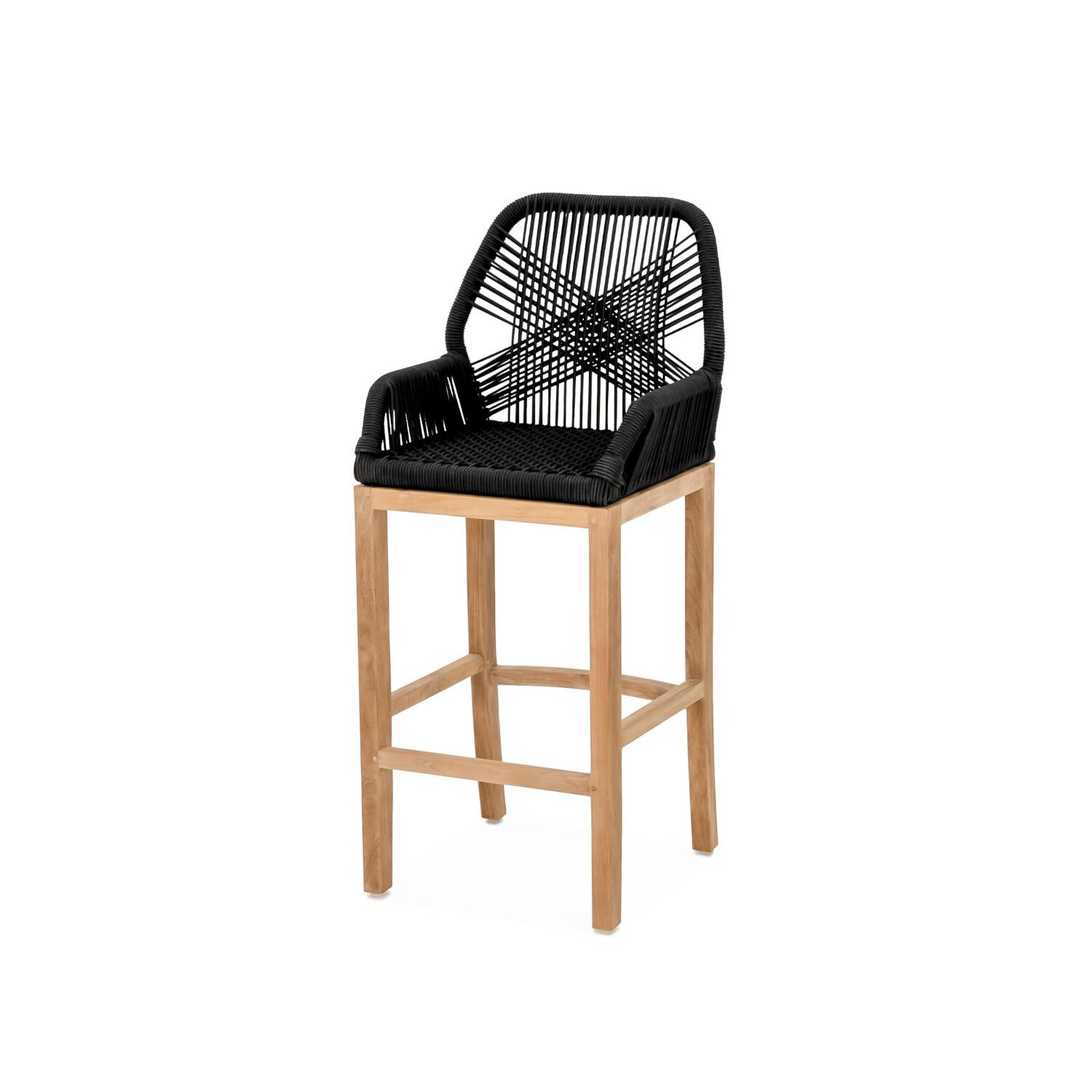 Signature Willow Bay Olefin Rope and Teak Patio Bar Stool