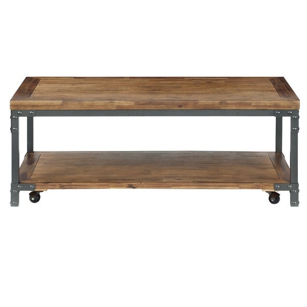 Leyburn Industrial Wood and Metal Coffee Table with Casters by Greyson Living