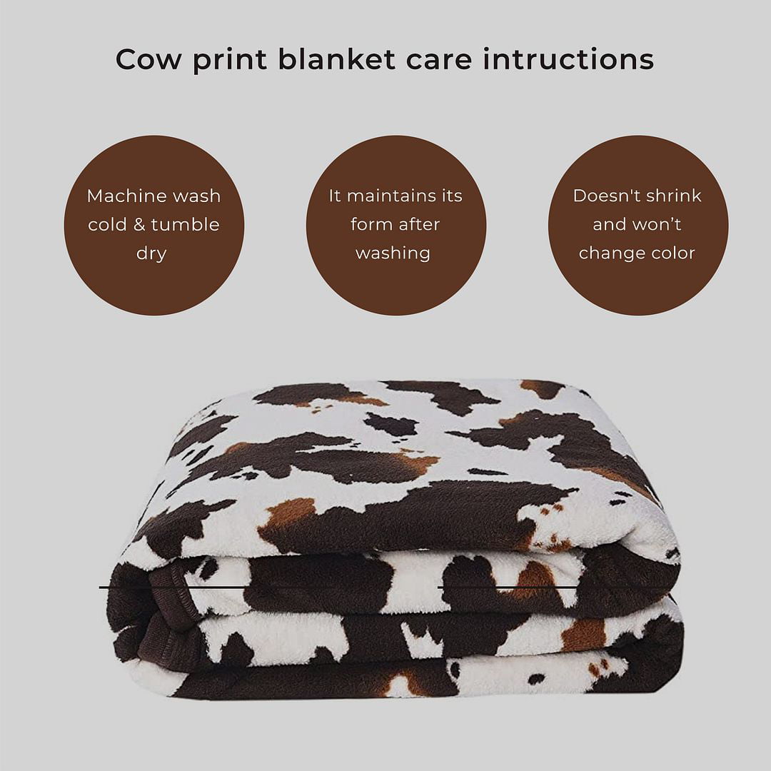 Shop LC Homesmart Brown Cow Print Throw Blanket Warm and Cozy Coral Fleece Animal Print