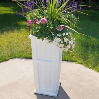 Mayne Cape Cod 32 in. Tall Self-Watering White Polyethylene Planter 4843-W