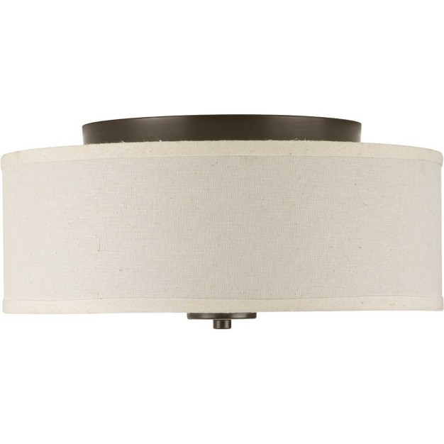 Progress Lighting Inspire Collection 2 light Flush Mount Antique Bronze Etched Glass Diffuser