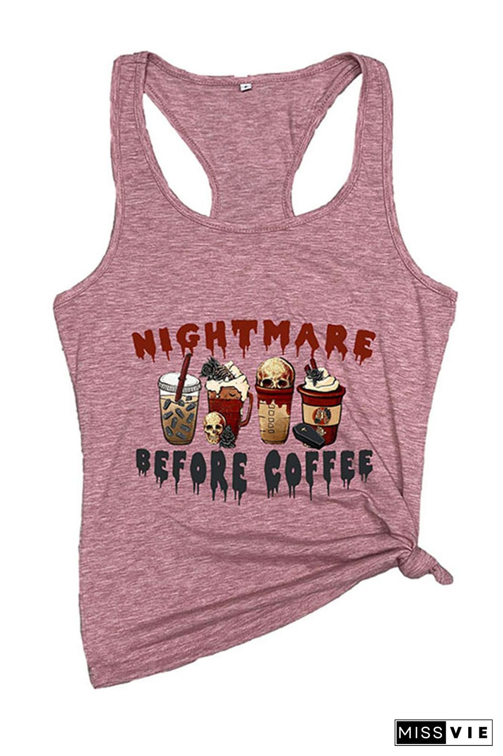 Nightmare Before Coffee Halloween Vibes O-neck Sleeveless Tank Top Wholesale