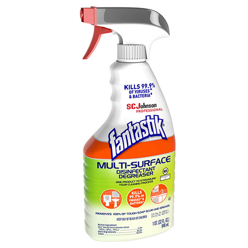 SC Johnson Fantastik Multi-Surface Disinfectant Degreaser | Herbal， 32 oz Spray Bottle， 8