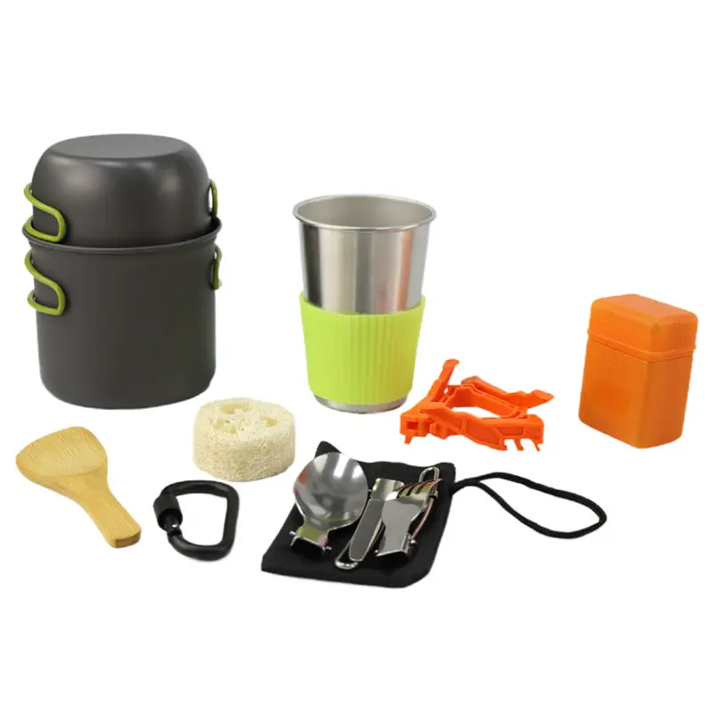 Camping Utensils Camping Cooking Utensils Kit with sauce pot  Camping and Travel  Pans for 1 2 People