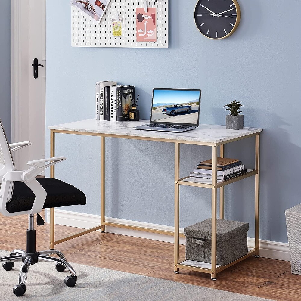 Ivinta Computer Desk with Shelves  Small Home Office Desk