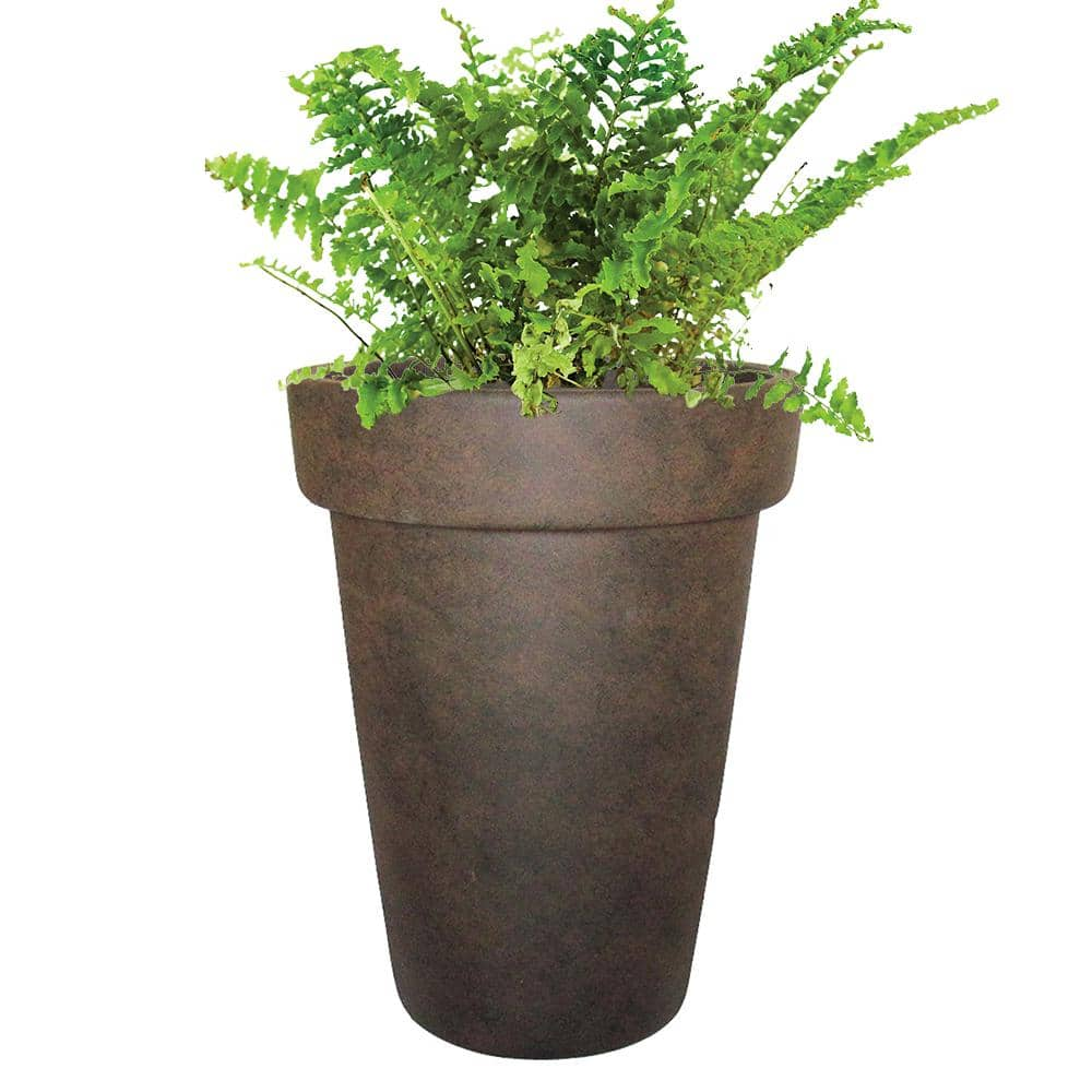 Vigoro Ferndale 15.55 in. W x 20.55 in. H Rust IndoorOutdoor Garden Resin Planter US573116