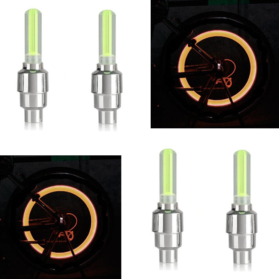 4x Orange LED Tire Valve Stem Covers Caps LED Non-Flashing Lights Car/Motorcycle