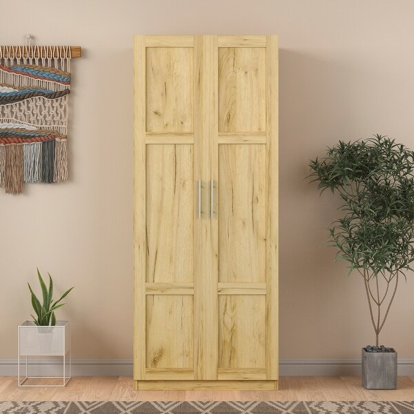 Modern High Wardrobe Cabinet with 2 Doors and 3 Partitions - - 37291385