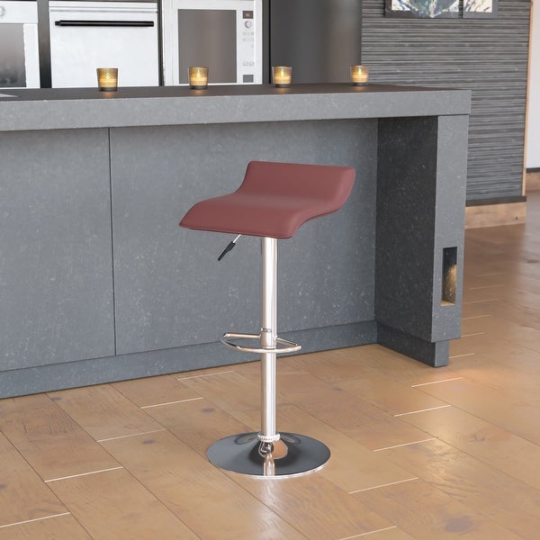 Contemporary Solid Wave Seat Vinyl Adjustable Bar Stool - 15