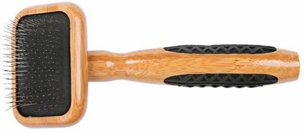 Bass Brushes De-matting Slicker Style Dog and Cat Brush， Bamboo-Dark Finish