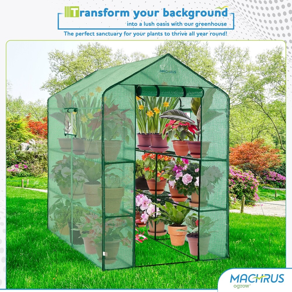 Machrus Ogrow Deluxe Walk In Greenhouse with Green Cover