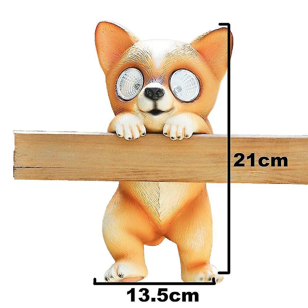 Solar Light-Little Yellow Dog Simulation Animal Pastoral Creative Pendant Decorative Fence Pendant Creative Cute Resin Outdoor Solar Energy