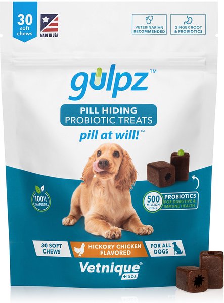 Vetnique Labs Gulpz Pill Hiding Probiotic Hickory Chicken Flavor Dog Treats