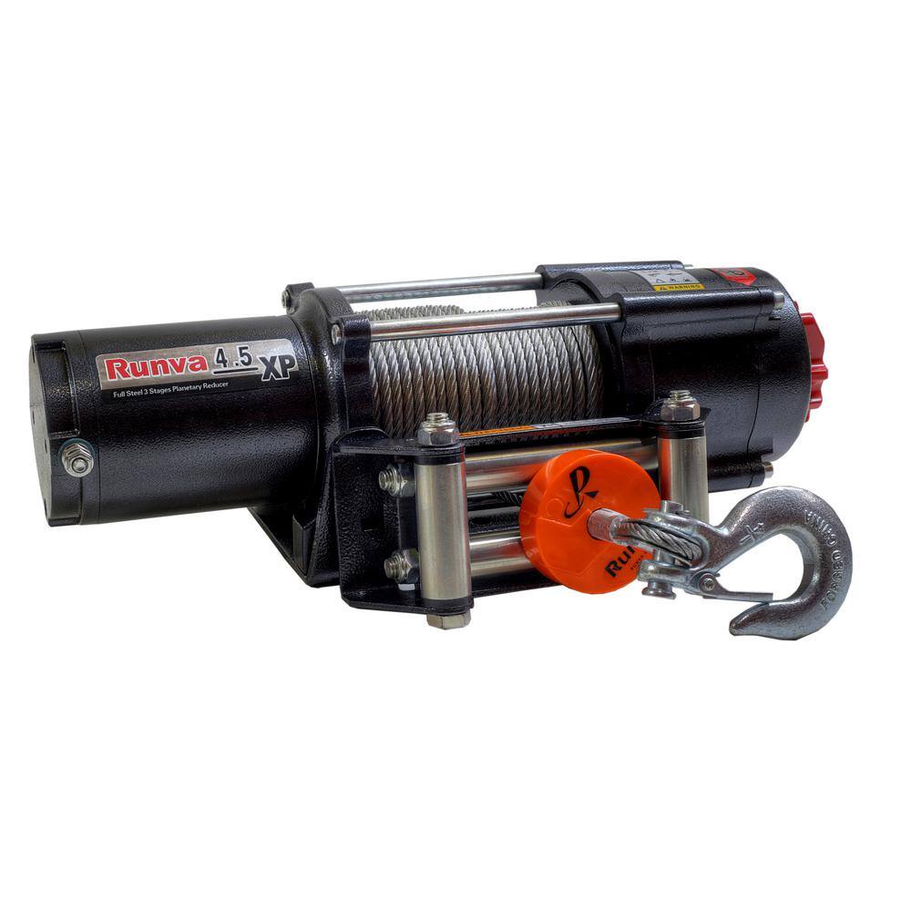 Runva 4500 lbs. Capacity 12-Volt Electric Winch with 52 ft. Steel Cable Expert Package 4.5XP