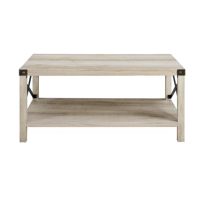 Walker Edison Sedalia Modern Farmhouse Metal X Coffee Table， 40 Inch， White Oak