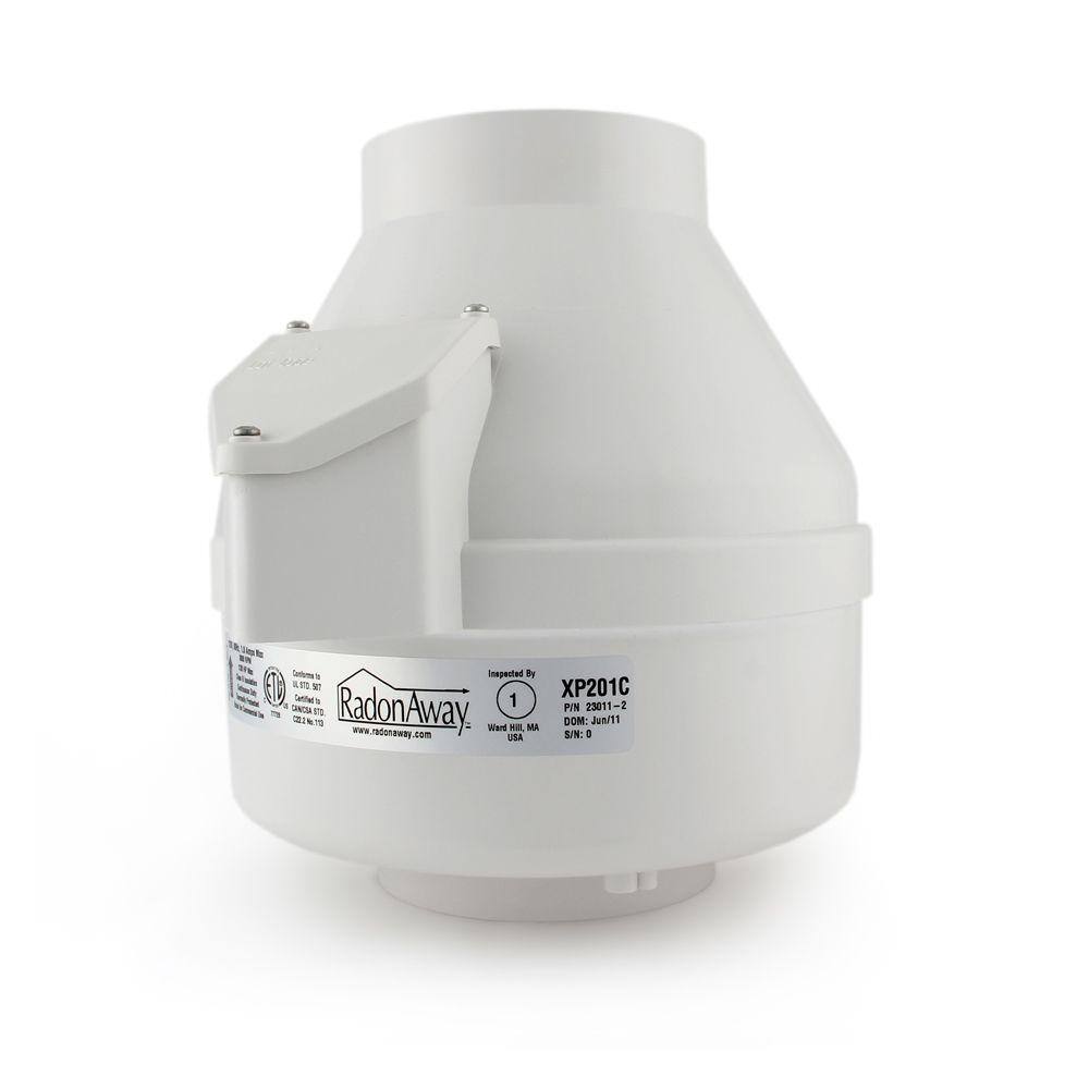 RadonAway XP201C 4 in. Inlet and Outlet Inline Radon Fan in White with 1.6 in. Maximum Operating Pressure 23011-1