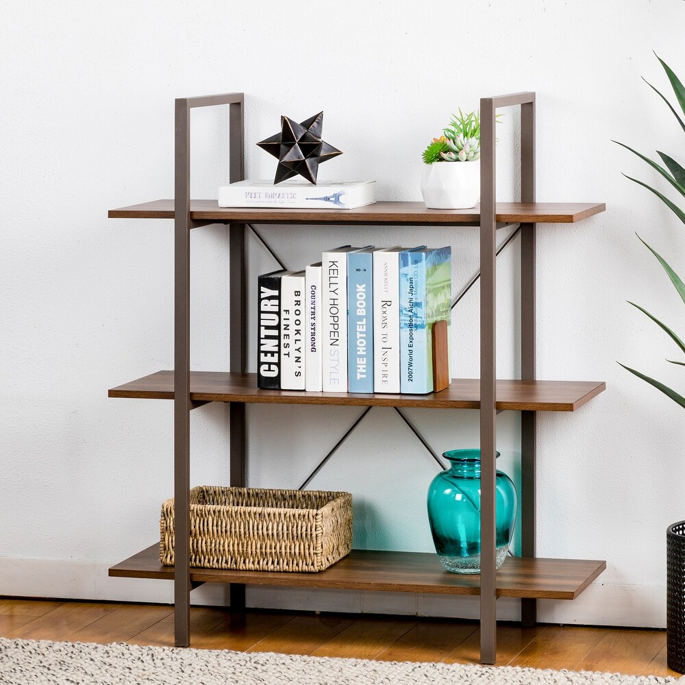 Glitzhome Casual 3 4 Tier Etagere Storage Bookcase Ladder Bookshelf