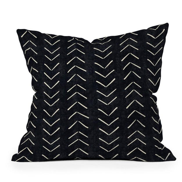 Oversize Becky Bailey Mud Cloth Big Arrows Square Throw Pillow Black white Deny Designs