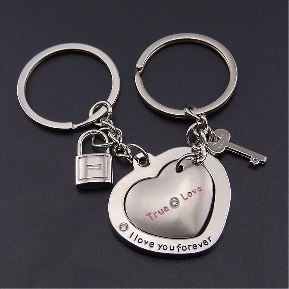 2pcs I Love You Key Chain Women Men Bag Pendant Couple Metal Red Heart Keychains Set For Boyfriend Girlfriend Valentine Day Gift