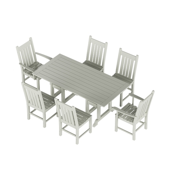 Polytrends Laguna Hdpe All Weather Outdoor Patio Dining Set with Rectangle Table，Side Chairs (7Piece Set)