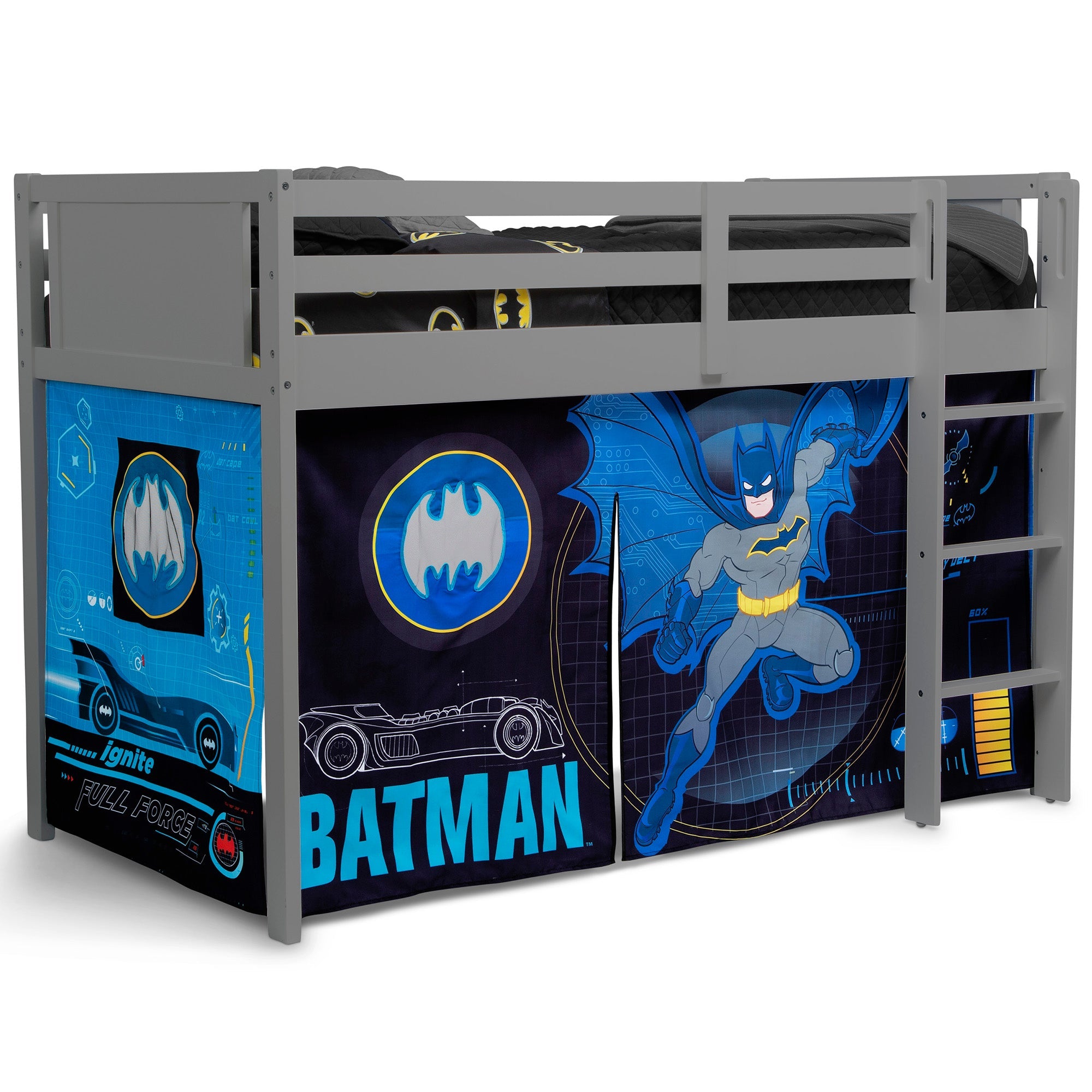 Batman Loft Bed Tent by Delta Children - Curtain Set for Low Twin Loft Bed (Bed Sold Separately)