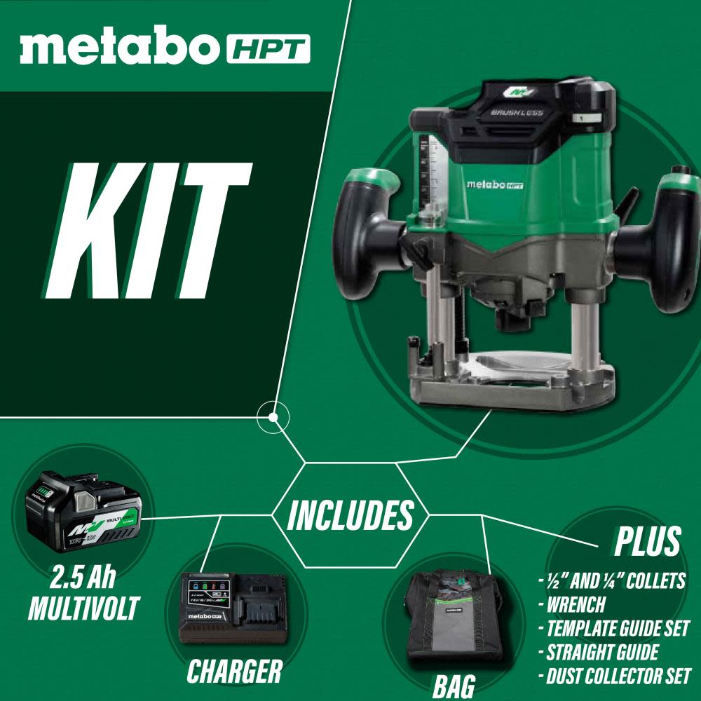 Metabo HPT 36V Cordless Plunge Router Kit 2 1/4 HP ;